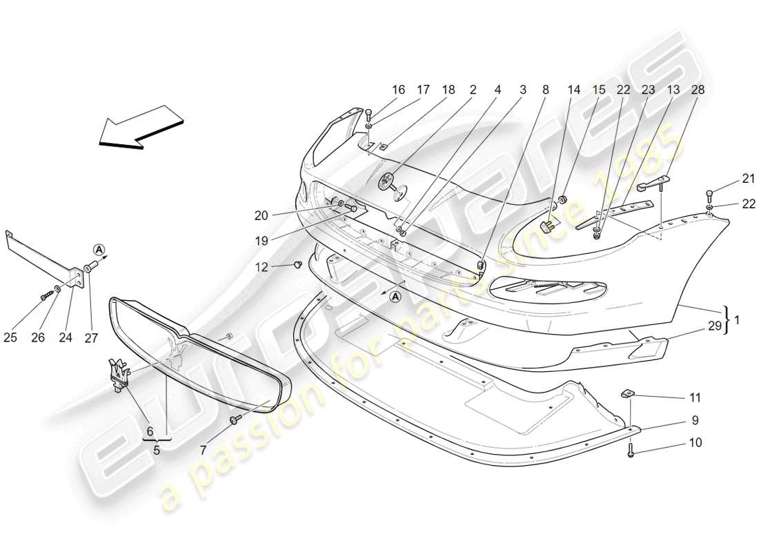 maserati 4200 gransport (2005) front bumper part diagram