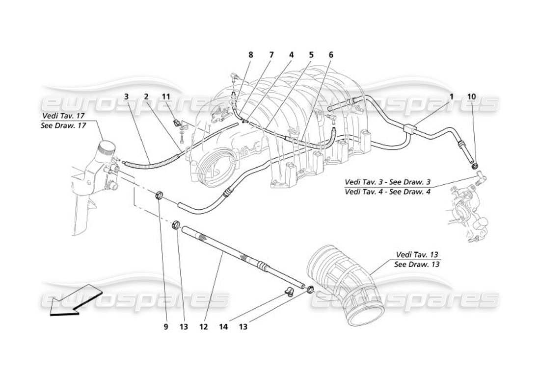 maserati 4200 gransport (2005) blow - by system part diagram