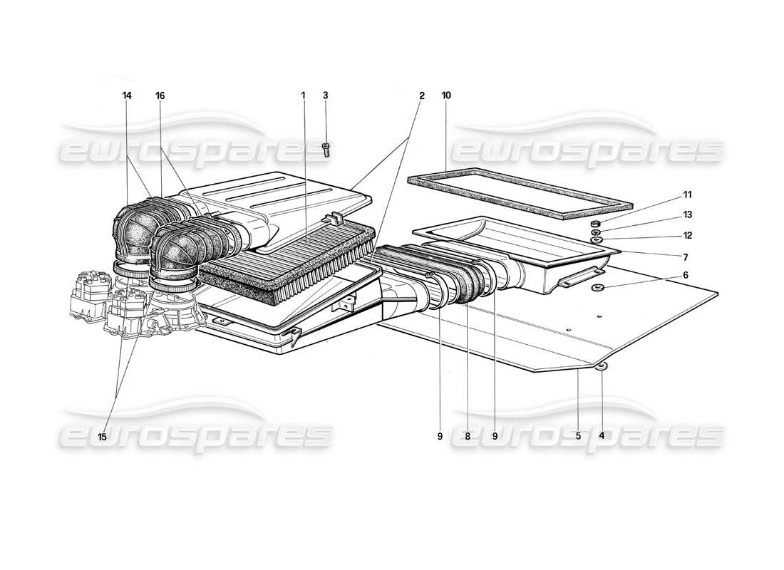 ferrari testarossa (1990) air intake parts diagram