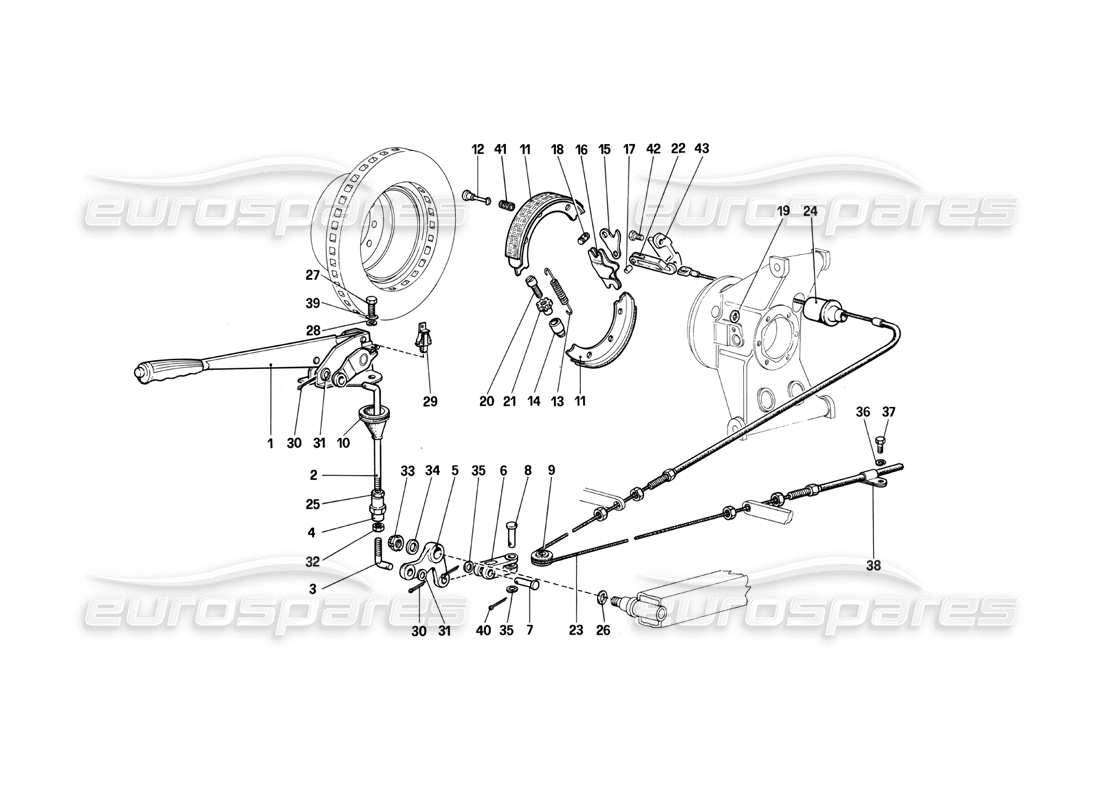 ferrari 412 (mechanical) hand - brake control parts diagram