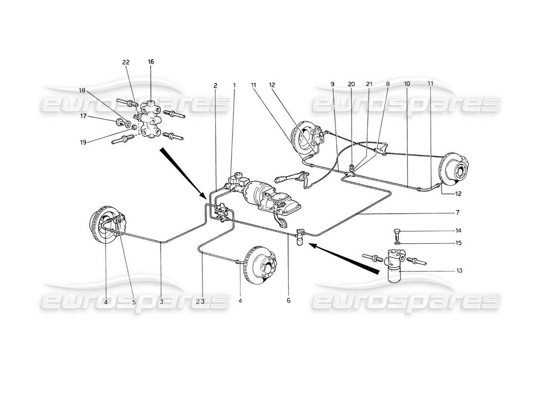 ferrari 208 gt4 dino (1975) brake system part diagram