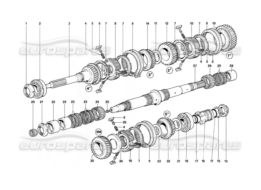 ferrari 400i (1983 mechanical) lay shaft (400 gt) part diagram