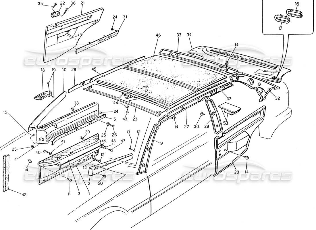 maserati 222 / 222e biturbo trim part diagram