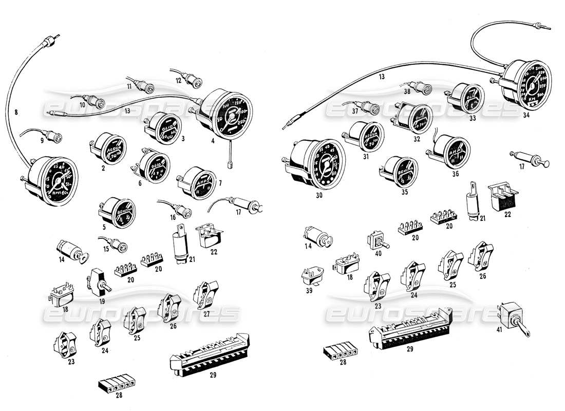 maserati mistral 3.7 dashboard instruments part diagram