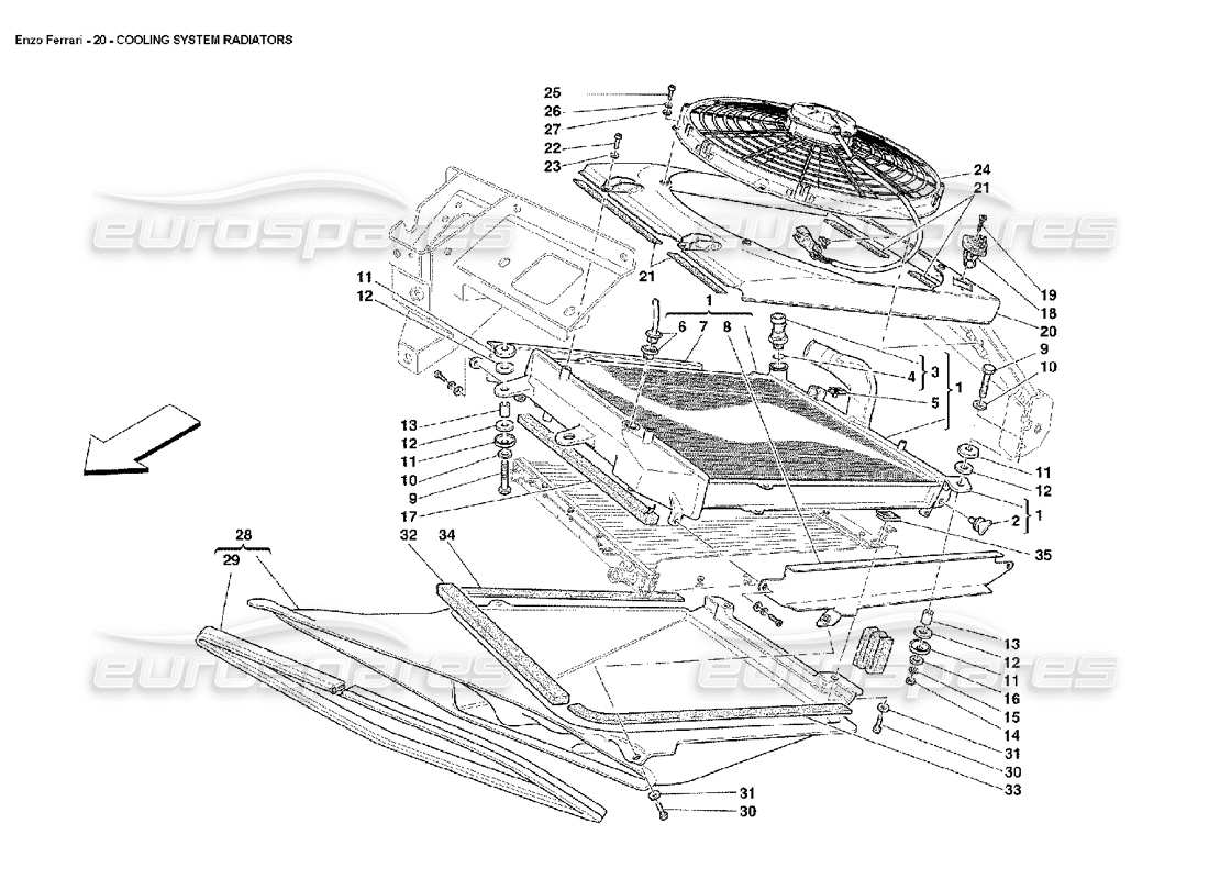 ferrari enzo cooling system radiators part diagram