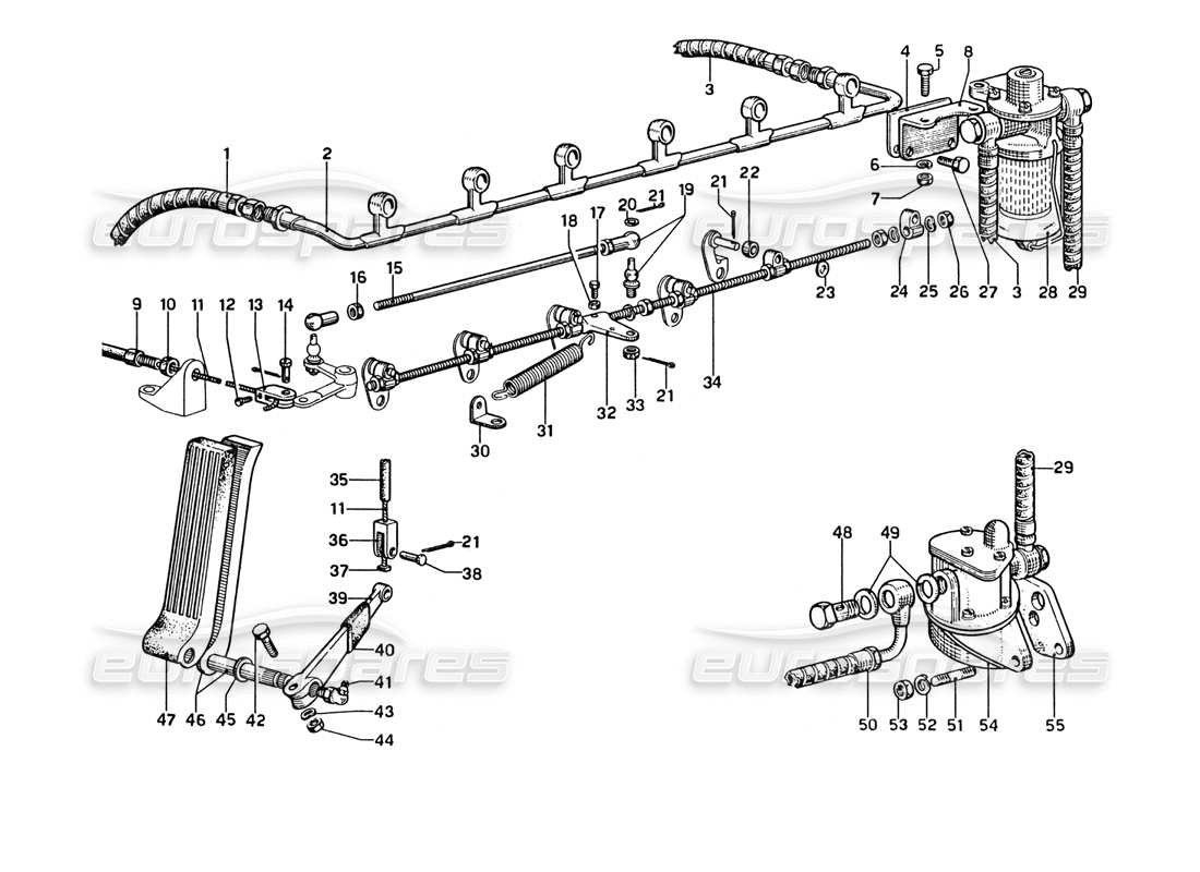 ferrari 275 gtb4 feeding and controls part diagram