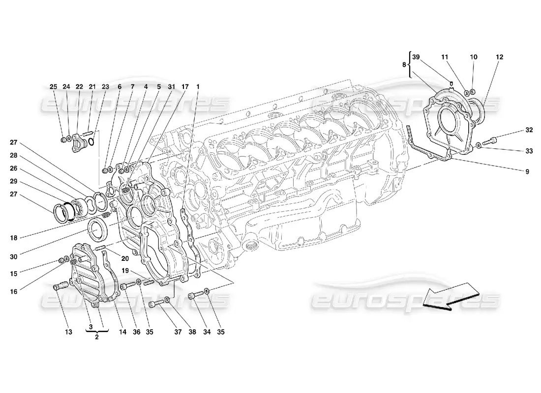 ferrari 550 maranello crankcase - covers parts diagram