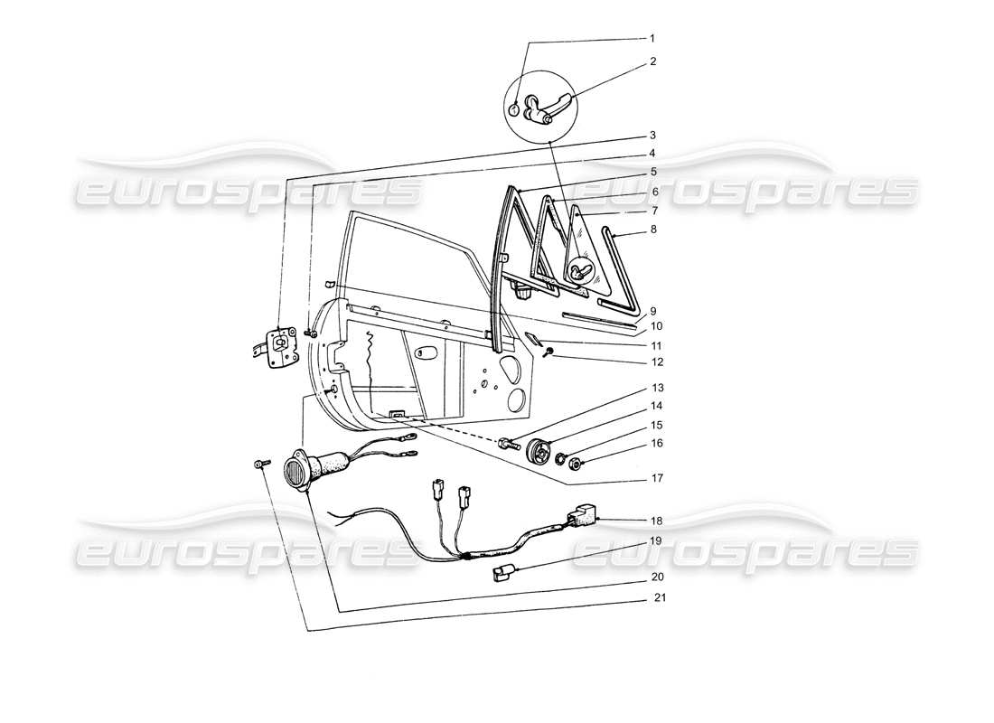 ferrari 365 gtb4 daytona (coachwork) quarter light frame & inner light parts diagram