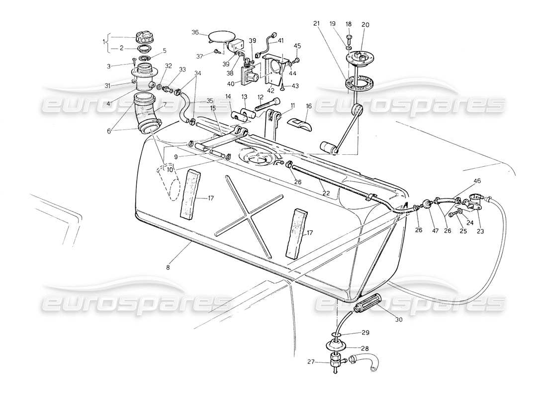 maserati biturbo spider fuel tank part diagram