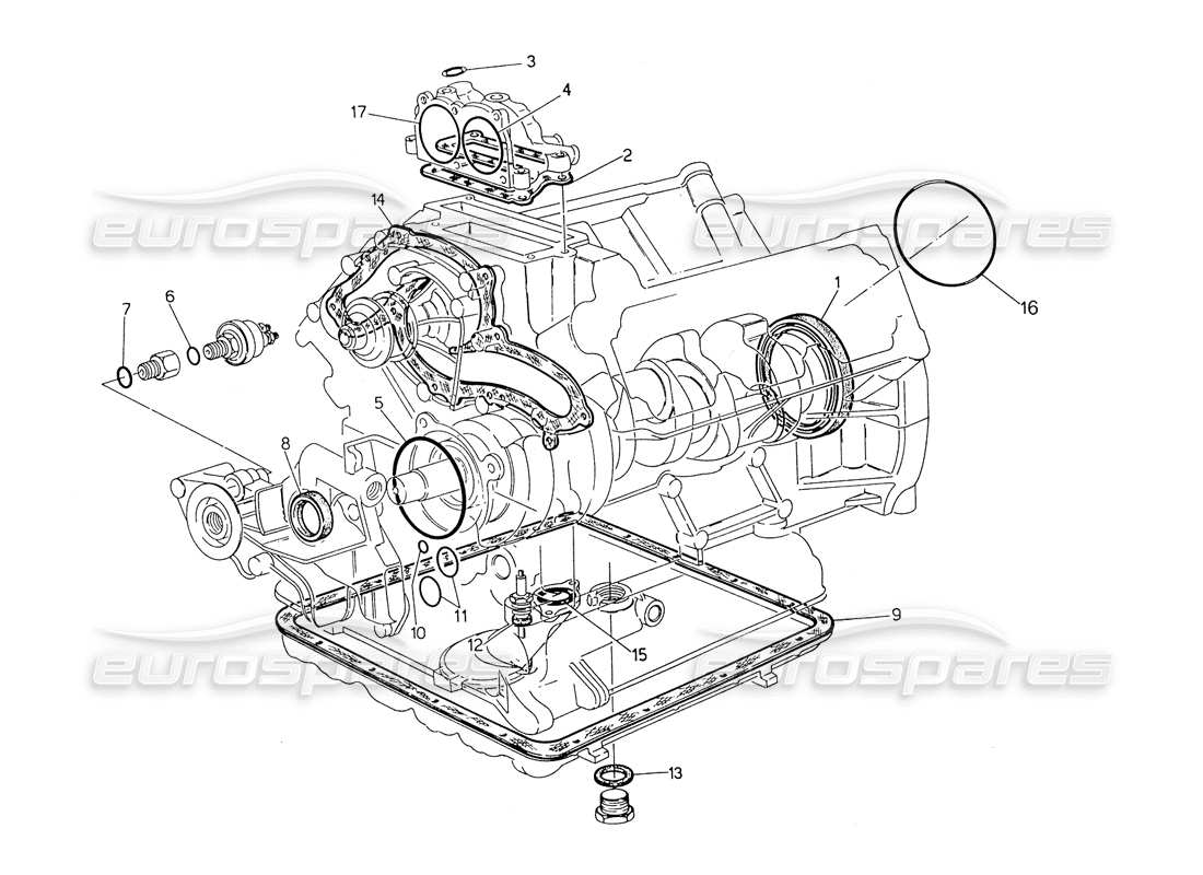 maserati biturbo spider gasket and oil seals for block overhaul part diagram