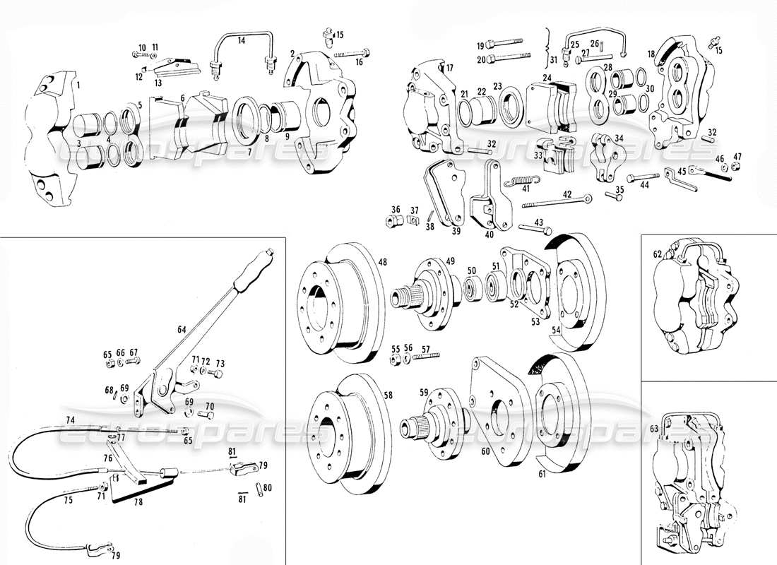 maserati mistral 3.7 brakes part diagram