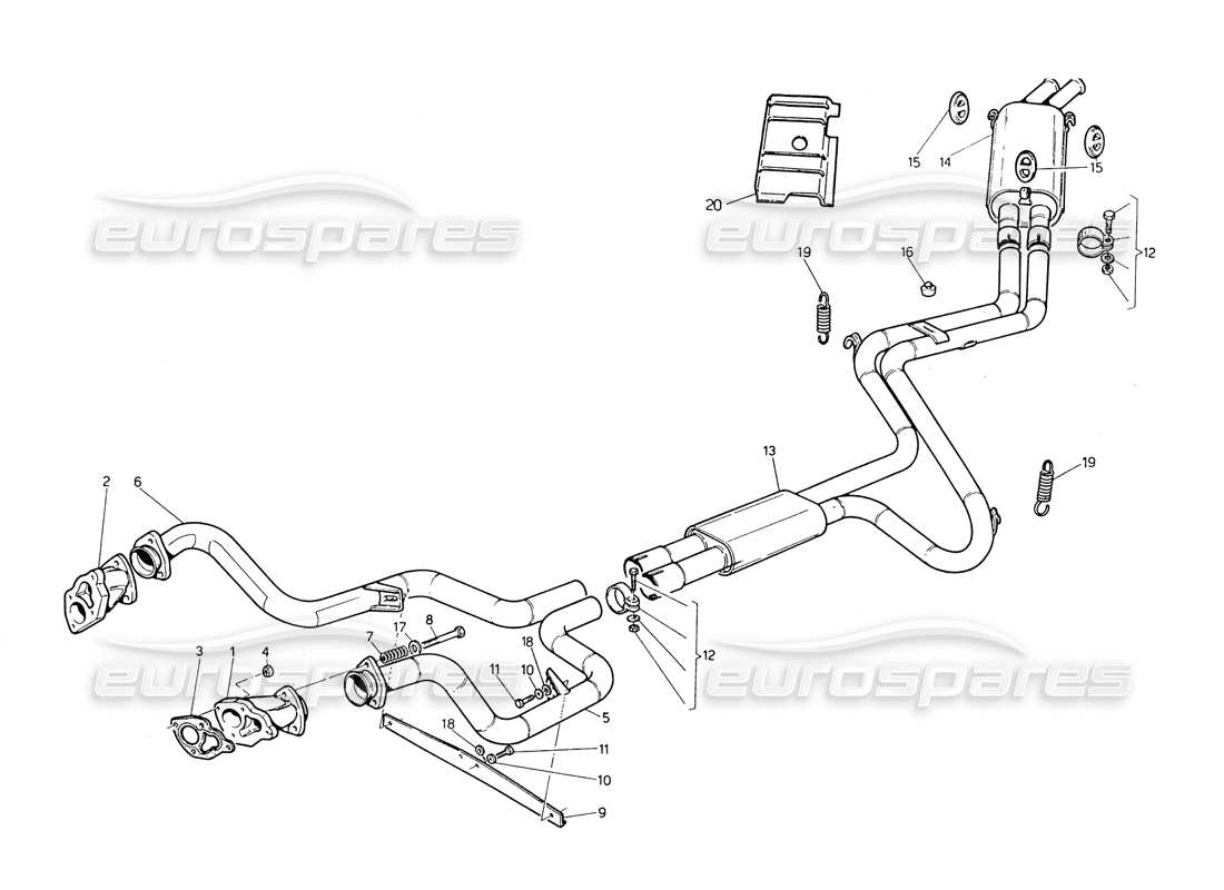 maserati biturbo spider exhaust system without paint catalys part diagram