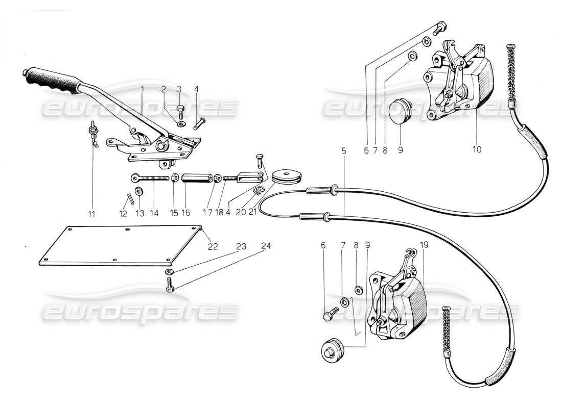 lamborghini jalpa 3.5 (1984) handbrake parts diagram