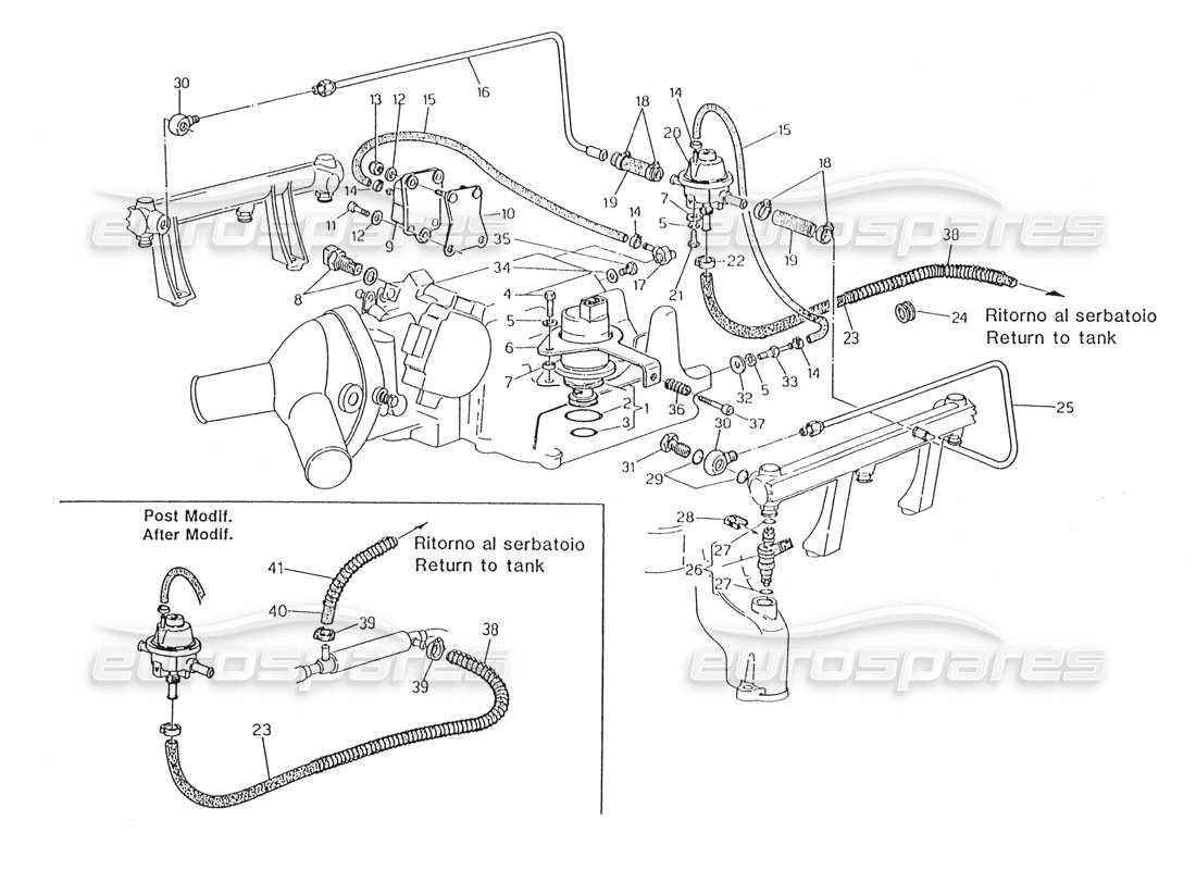 maserati karif 2.8 injection system - accesories parts diagram