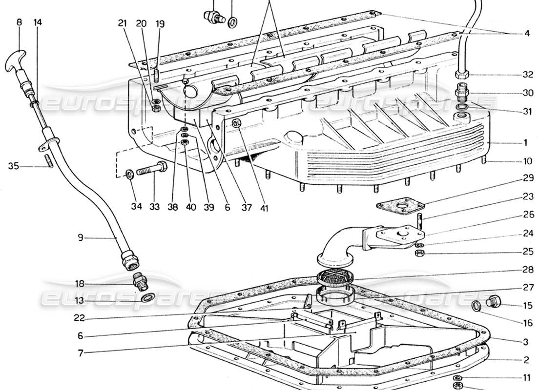 ferrari 365 gt4 2+2 (1973) oil sump part diagram