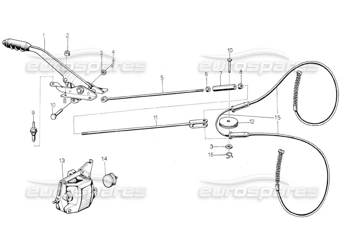 lamborghini countach 5000 s (1984) handbrake part diagram