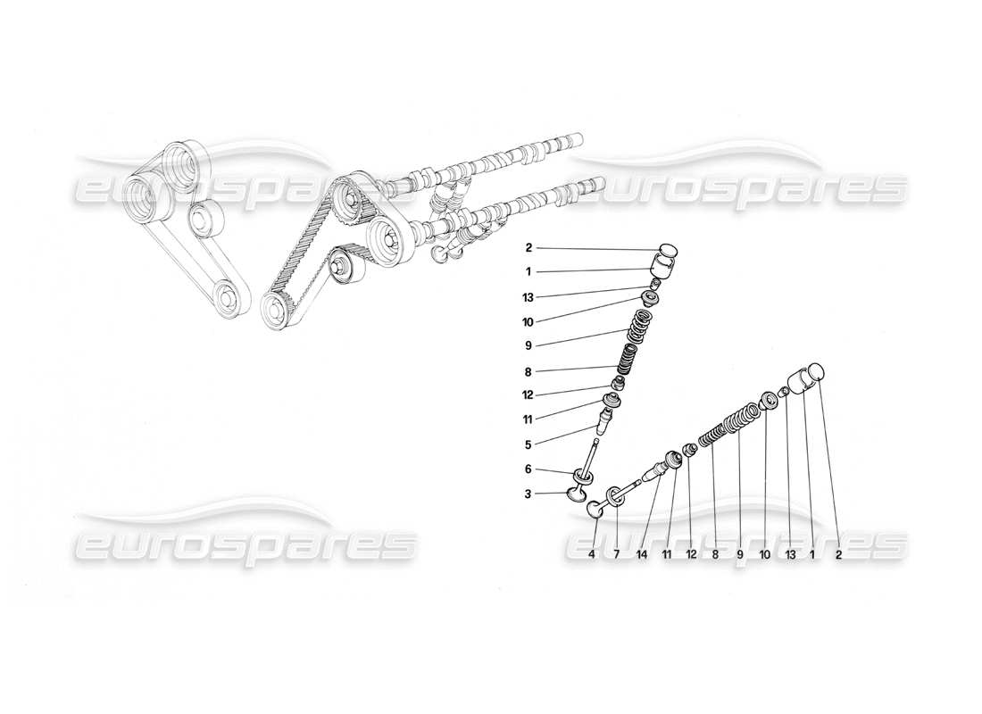 ferrari mondial 3.0 qv (1984) timing system - tappets parts diagram