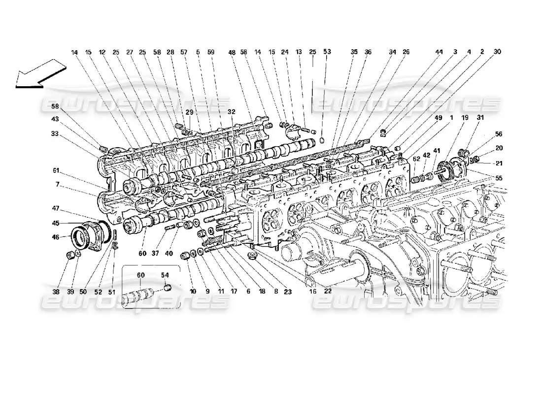 ferrari 512 m right cylinder head parts diagram