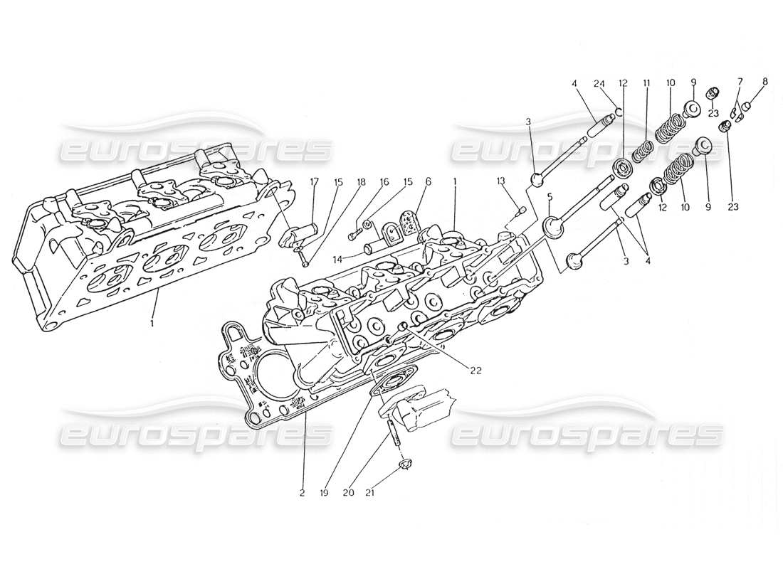 maserati karif 2.8 cylinder heads parts diagram