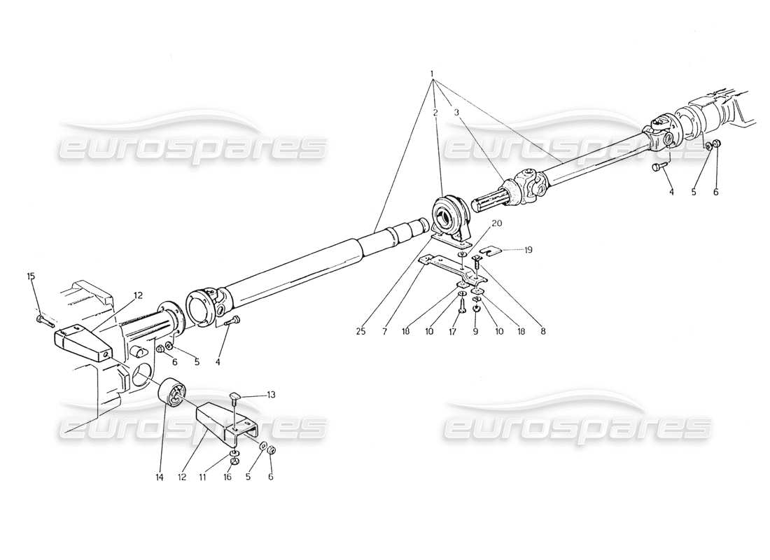 maserati karif 2.8 propeller shaft and carrier parts diagram