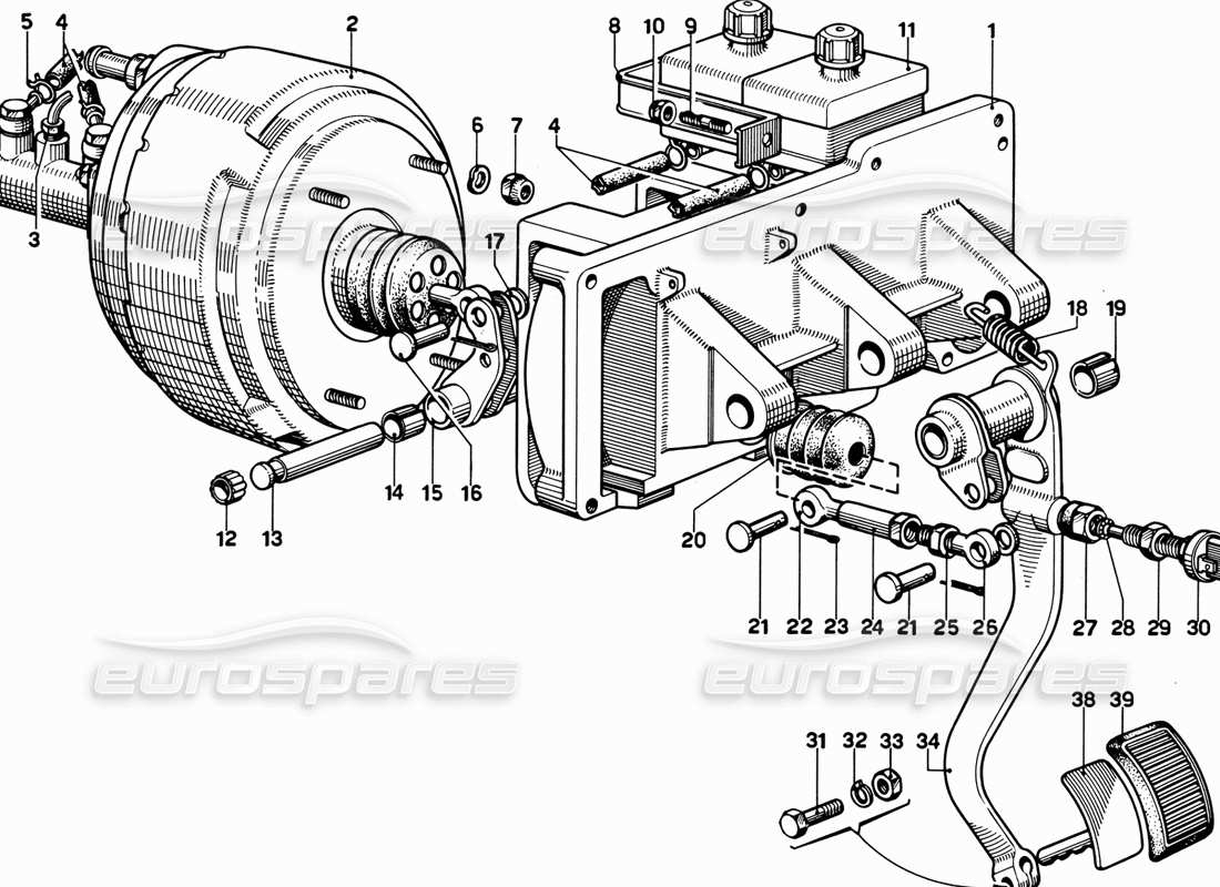 ferrari 365 gt 2+2 (mechanical) pedal board - brake control parts diagram