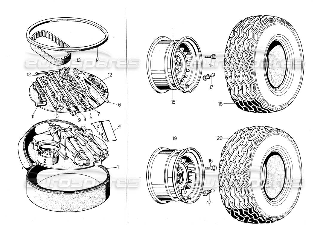 lamborghini countach lp400 tools kit parts diagram