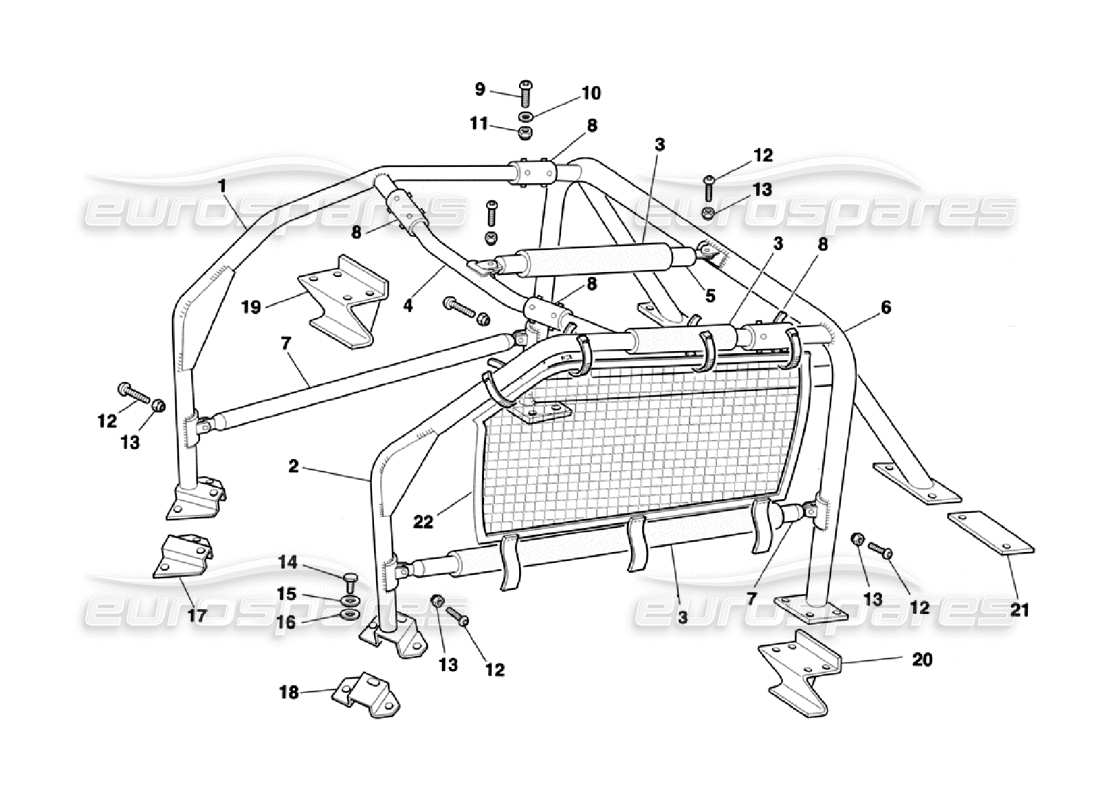 ferrari 355 challenge (1996) roll bar parts diagram