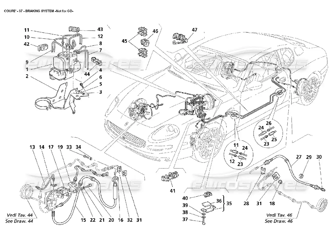 maserati 4200 coupe (2002) braking system -not for gd parts diagram