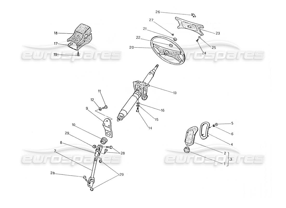 maserati karif 2.8 steering shaft and wheel parts diagram