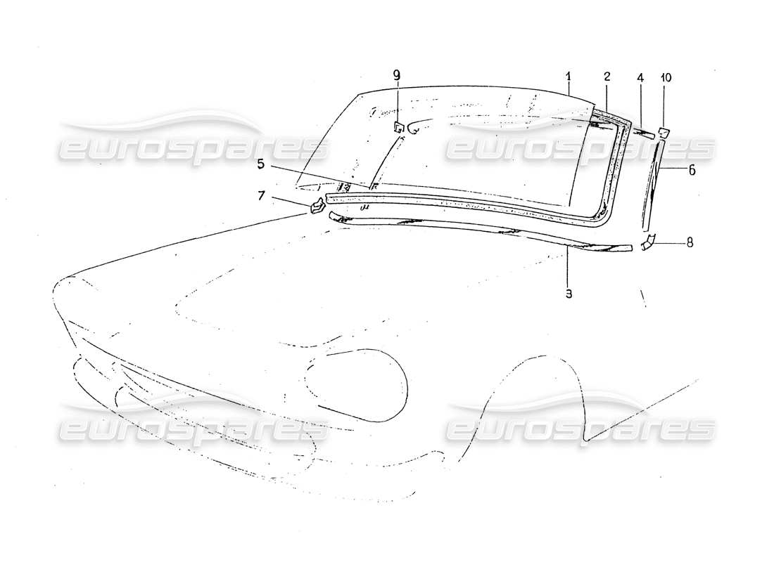 ferrari 330 gt 2+2 (coachwork) front screen - trims parts diagram