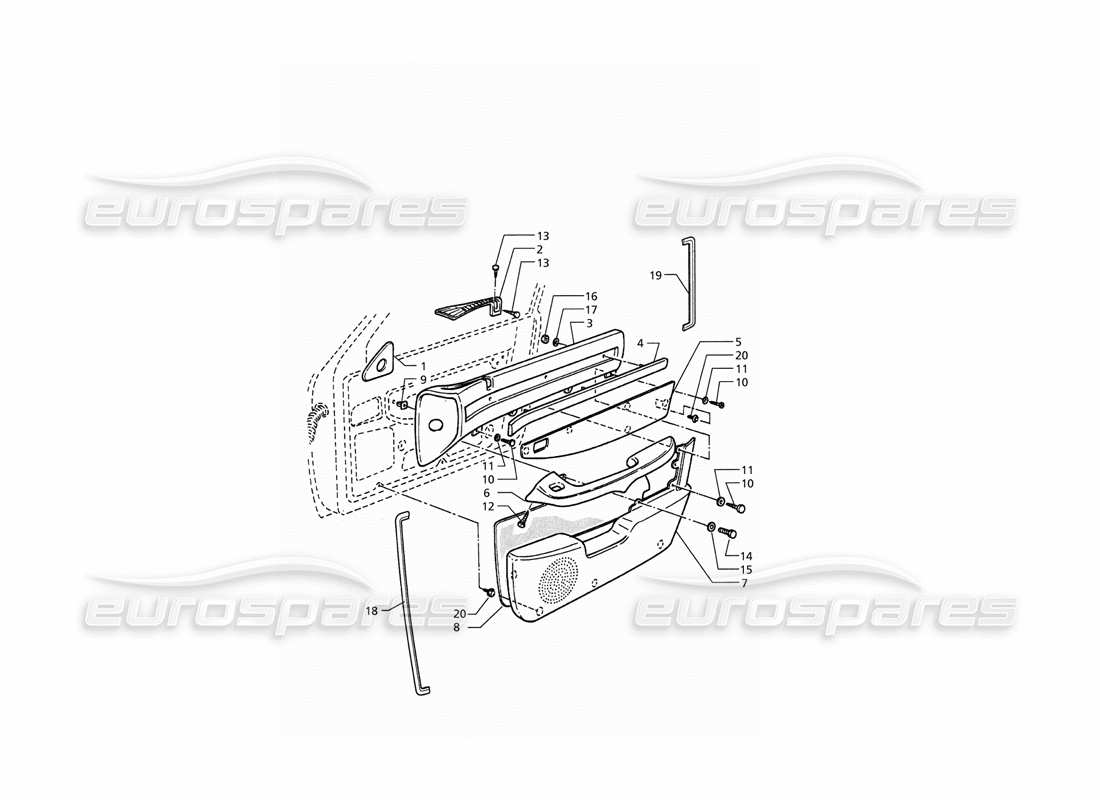 maserati qtp. 3.2 v8 (1999) inner trims: front door panels part diagram