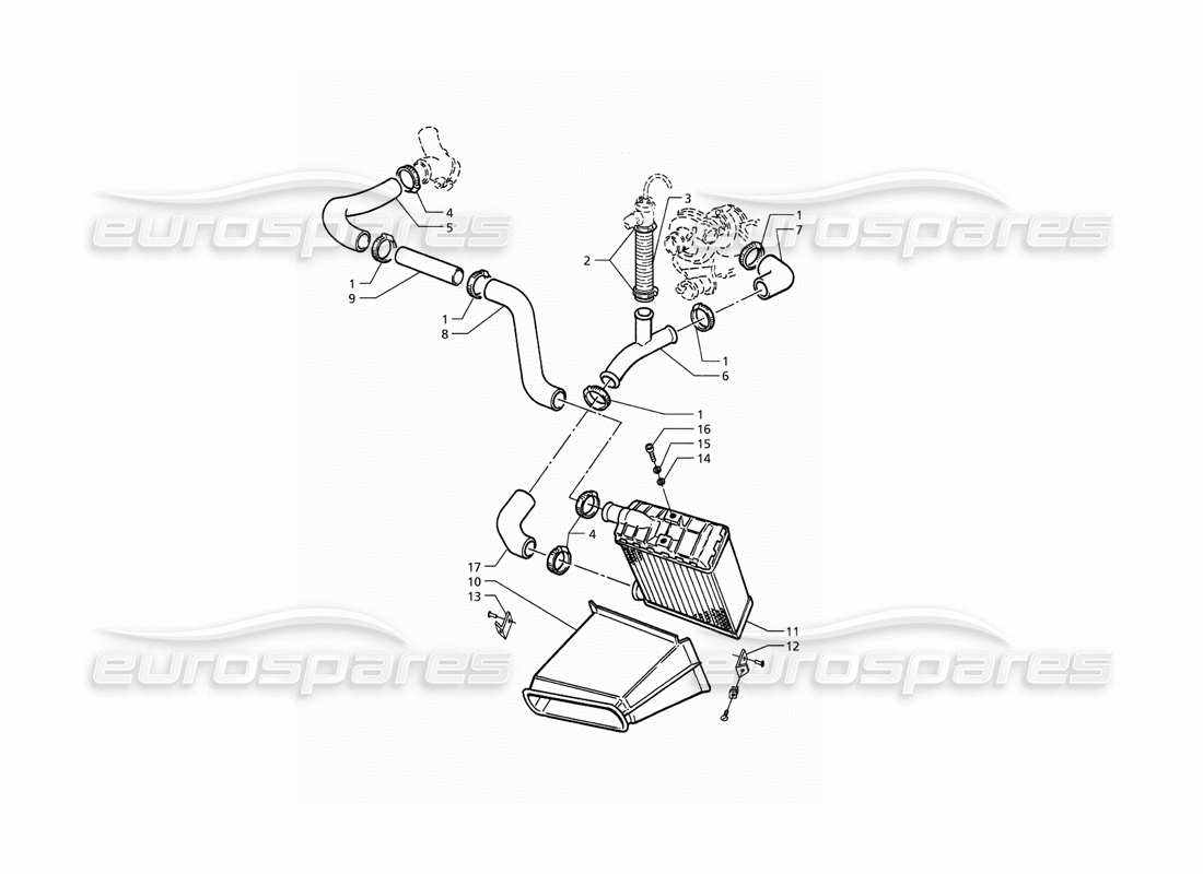 maserati qtp. 3.2 v8 (1999) heat exchanger pipes lh side parts diagram