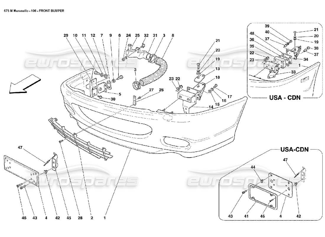 ferrari 575m maranello front bumper part diagram