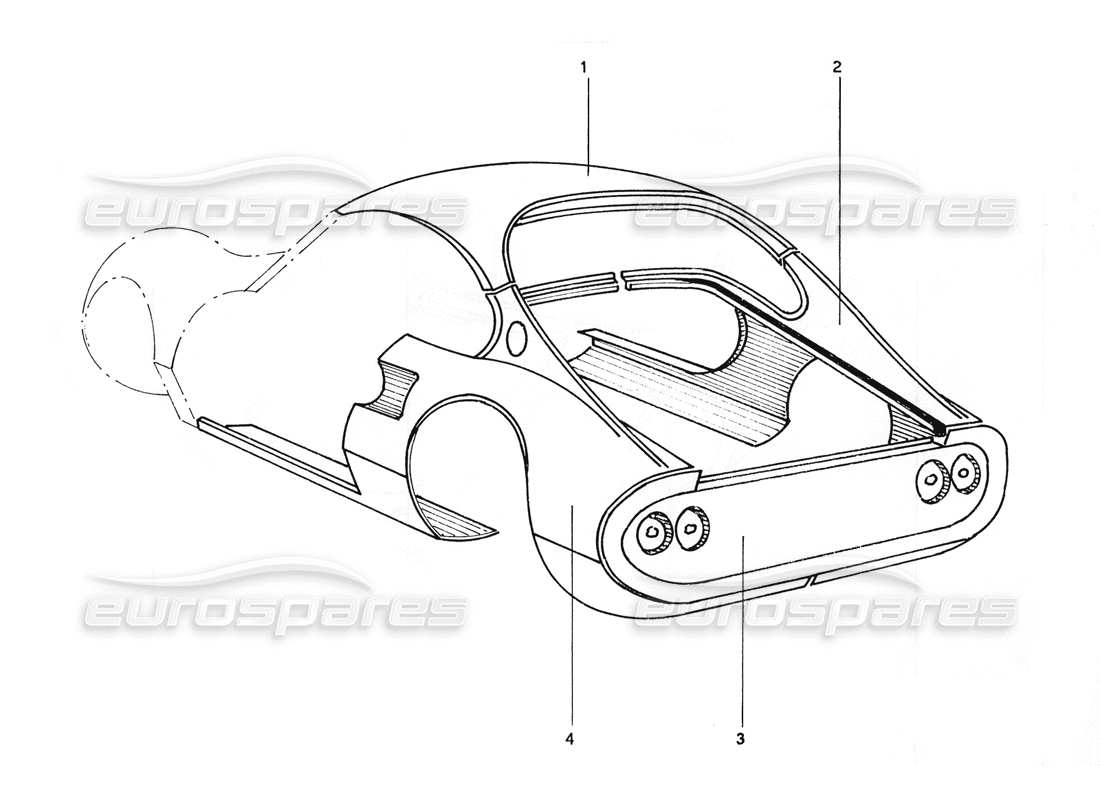 ferrari 206 gt dino (coachwork) rear end body work part diagram