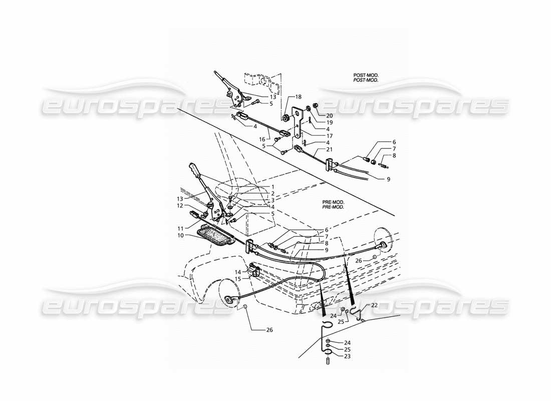 maserati qtp. 3.2 v8 (1999) handbrake control parts diagram