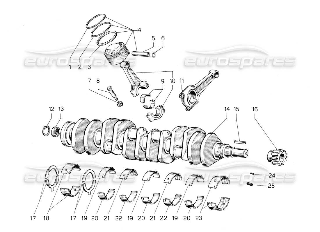 lamborghini countach 5000 s (1984) crankshaft part diagram