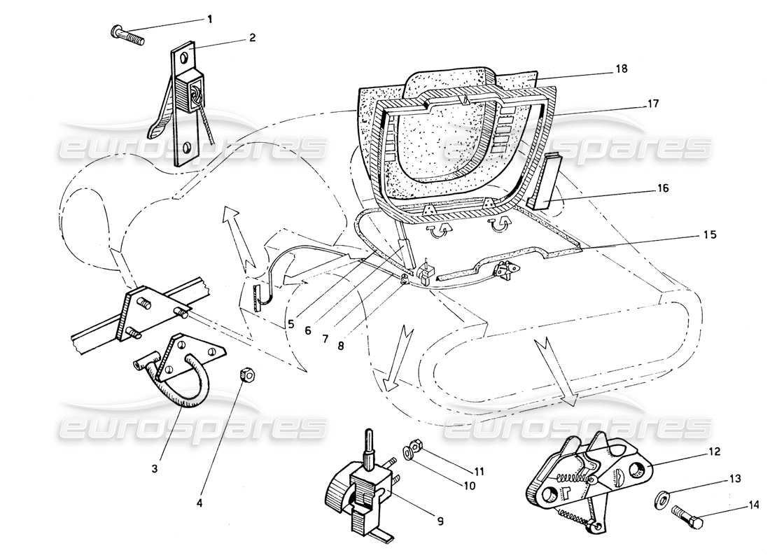 ferrari 206 gt dino (coachwork) engine cover parts diagram