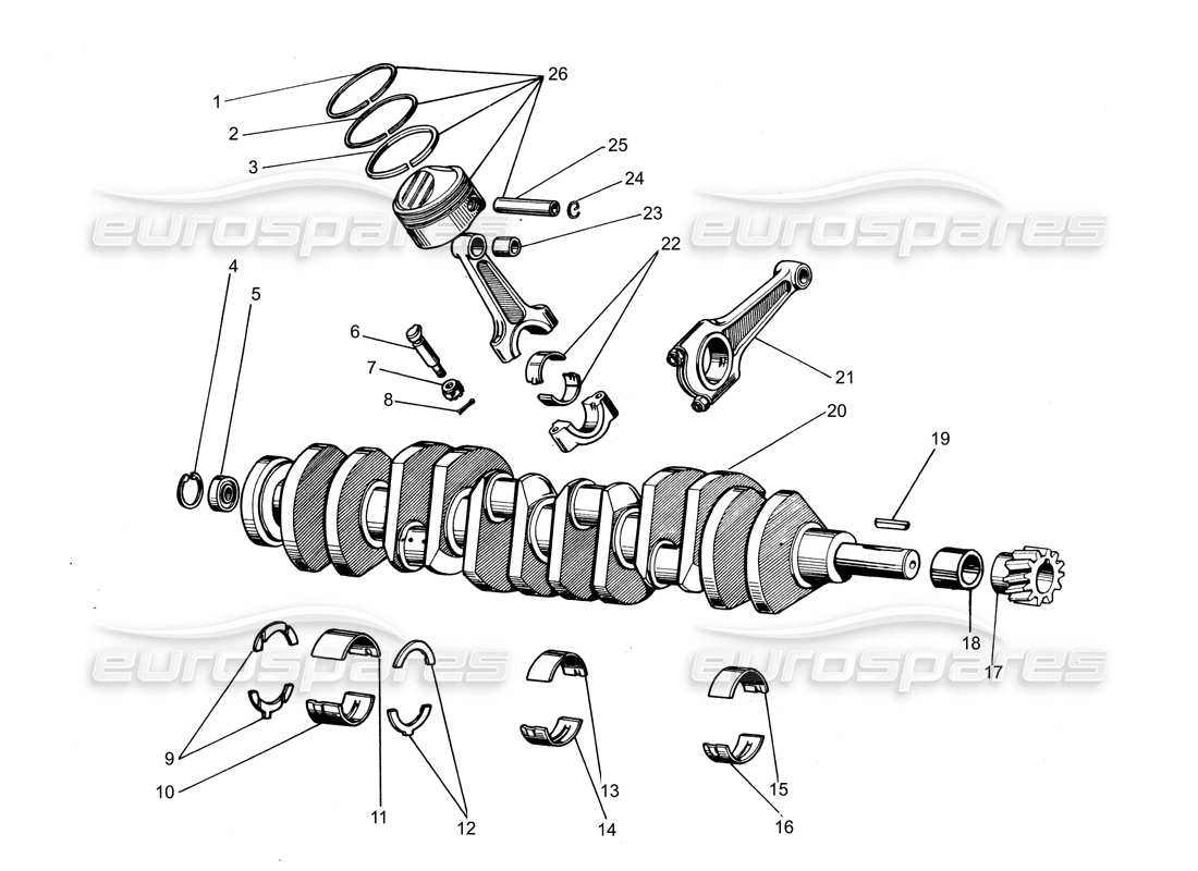 lamborghini espada crankshaft (to 400) parts diagram