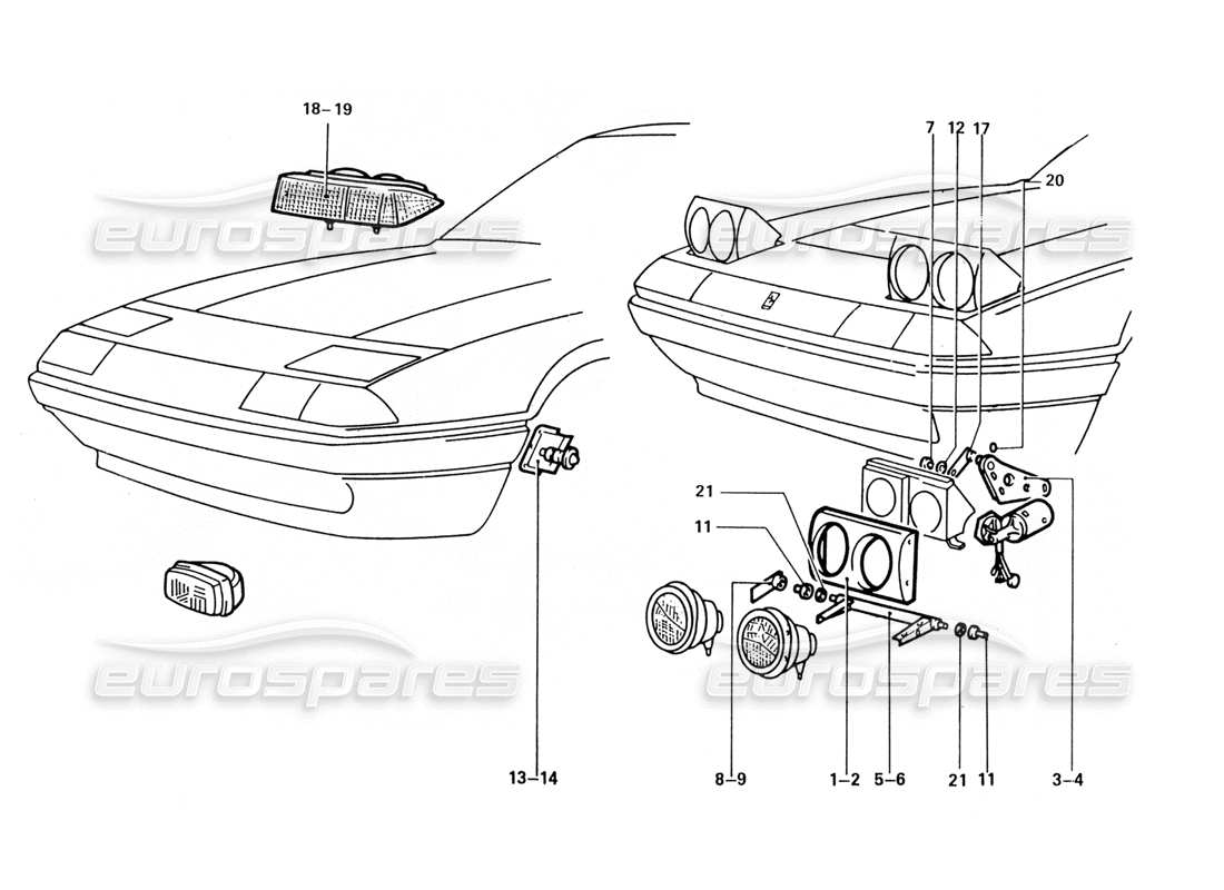 ferrari 412 (coachwork) front lights parts diagram