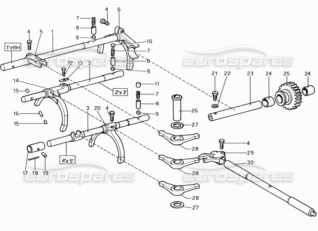 ferrari 206 gt dino (1969) inside gear box controls parts diagram
