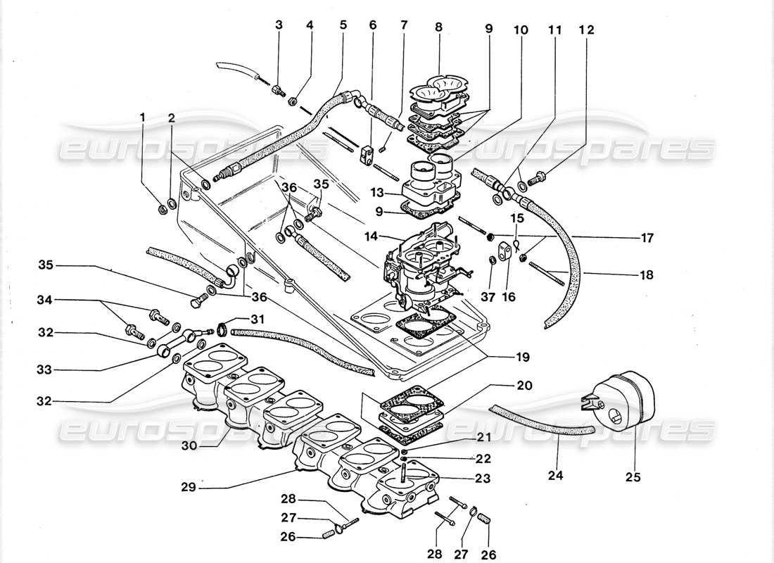 lamborghini lm002 (1988) carburettors part diagram