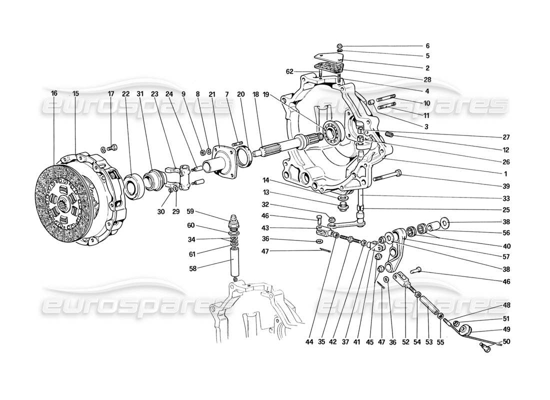 ferrari 328 (1988) clutch and controls parts diagram