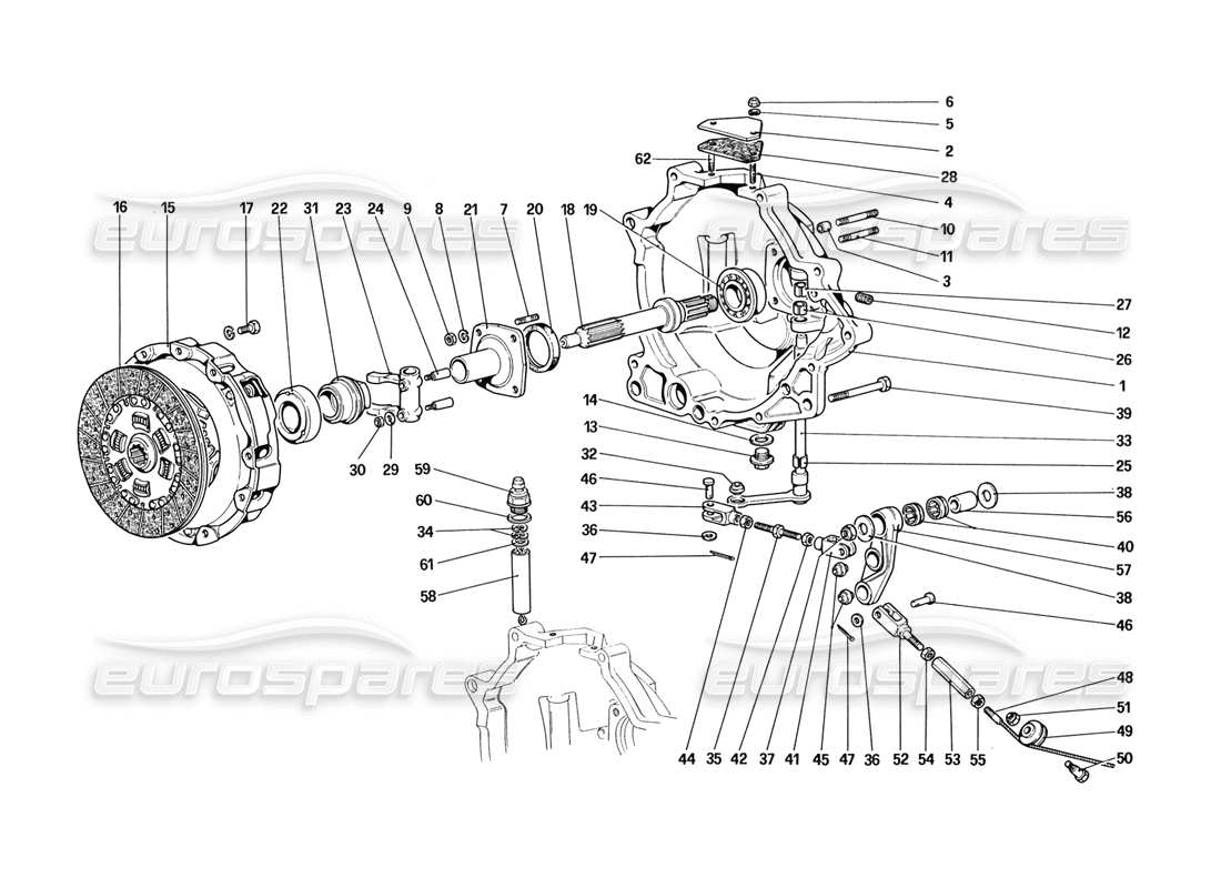 ferrari 328 (1988) clutch and controls part diagram