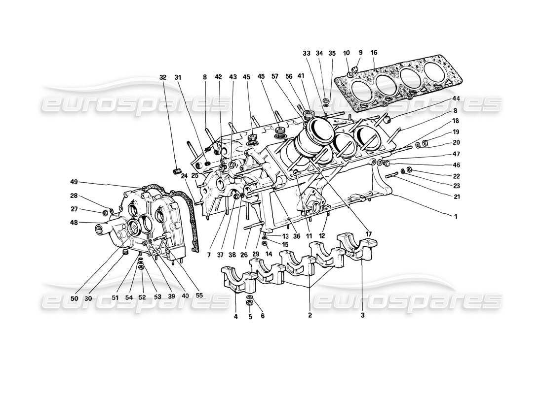 ferrari mondial 3.2 qv (1987) crankcase part diagram