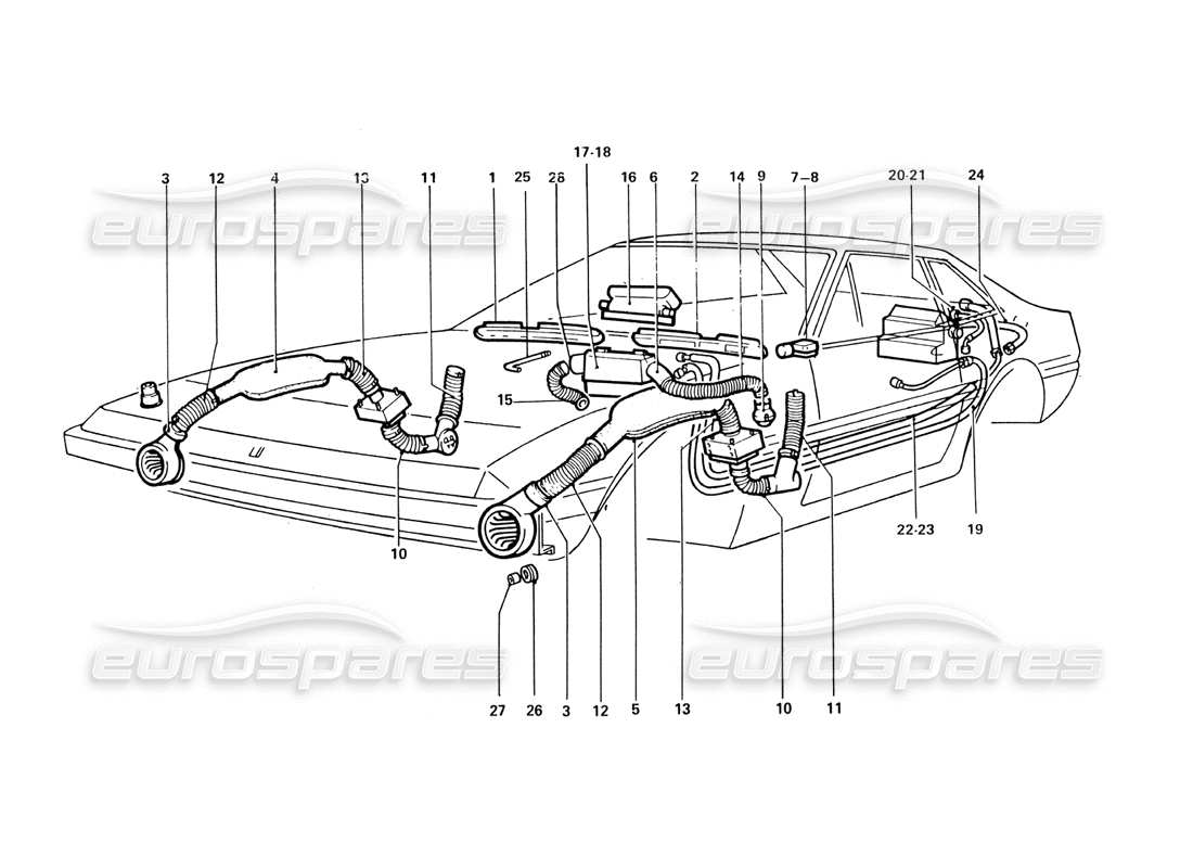 ferrari 412 (coachwork) air heaters & blowers parts diagram