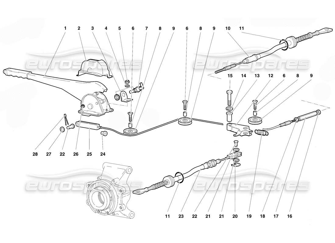 lamborghini diablo vt (1994) handbrake part diagram