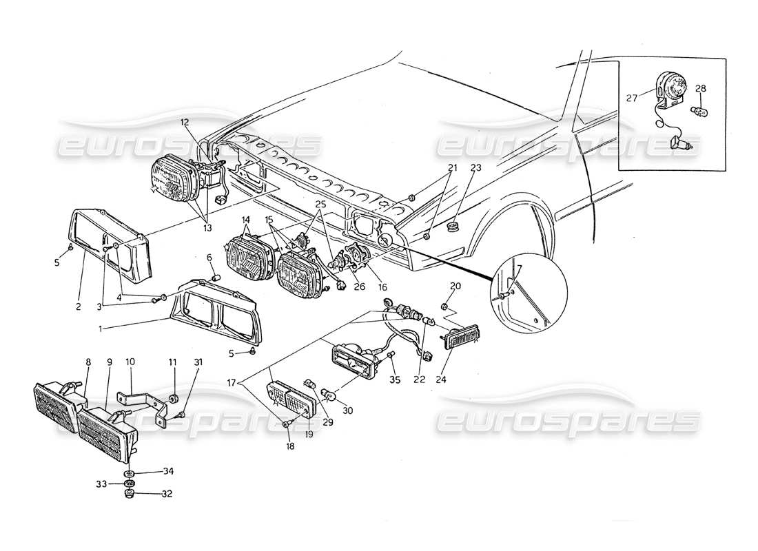 maserati 2.24v front lights part diagram