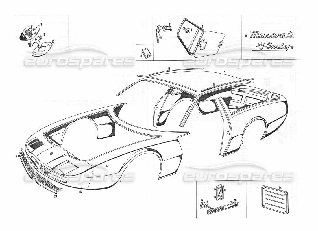maserati indy 4.2 front body parts diagram