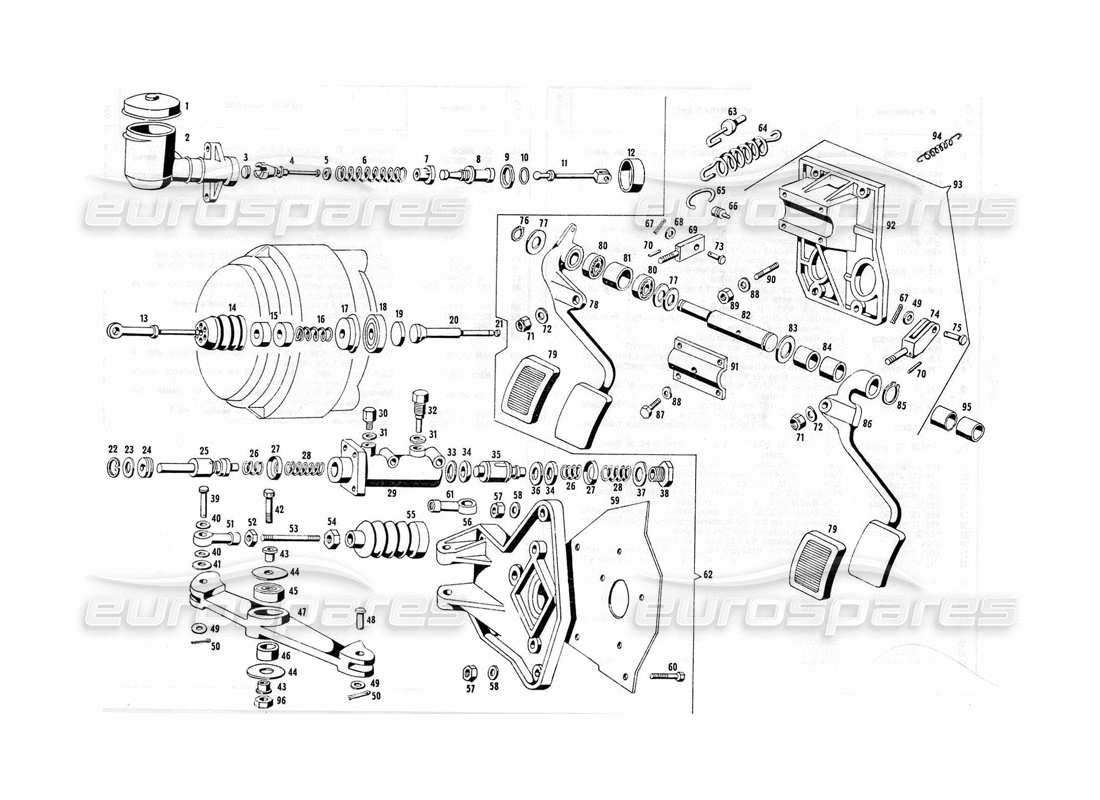 maserati indy 4.2 pedals parts diagram