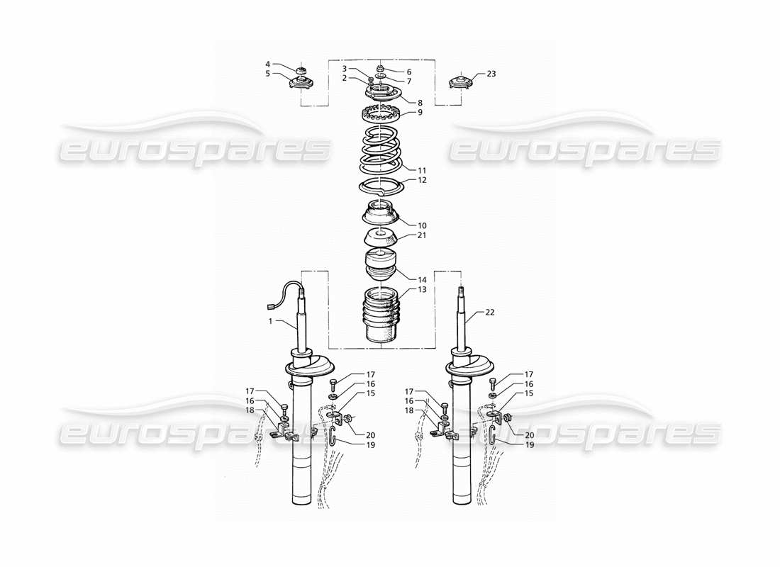 maserati qtp v8 (1998) front shock absorber parts diagram